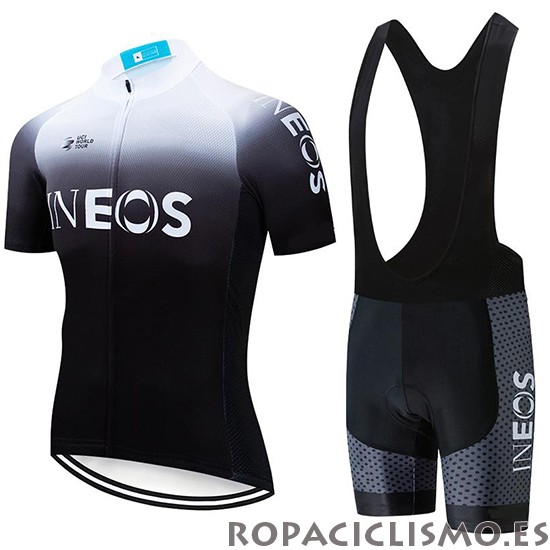 2019 Maillot Castelli Ineos Tirantes Mangas Cortas Blanco Negro